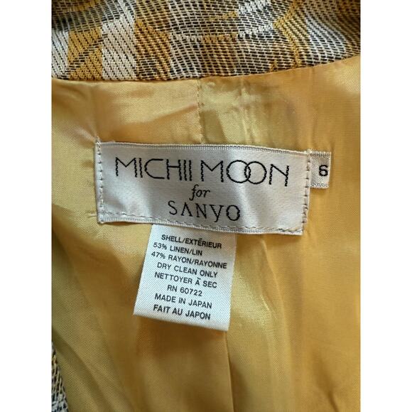 Michi Moon Kimono Jacket Womens Small Stripe Floral Japan Linen Sanyo - Picture 2 of 5